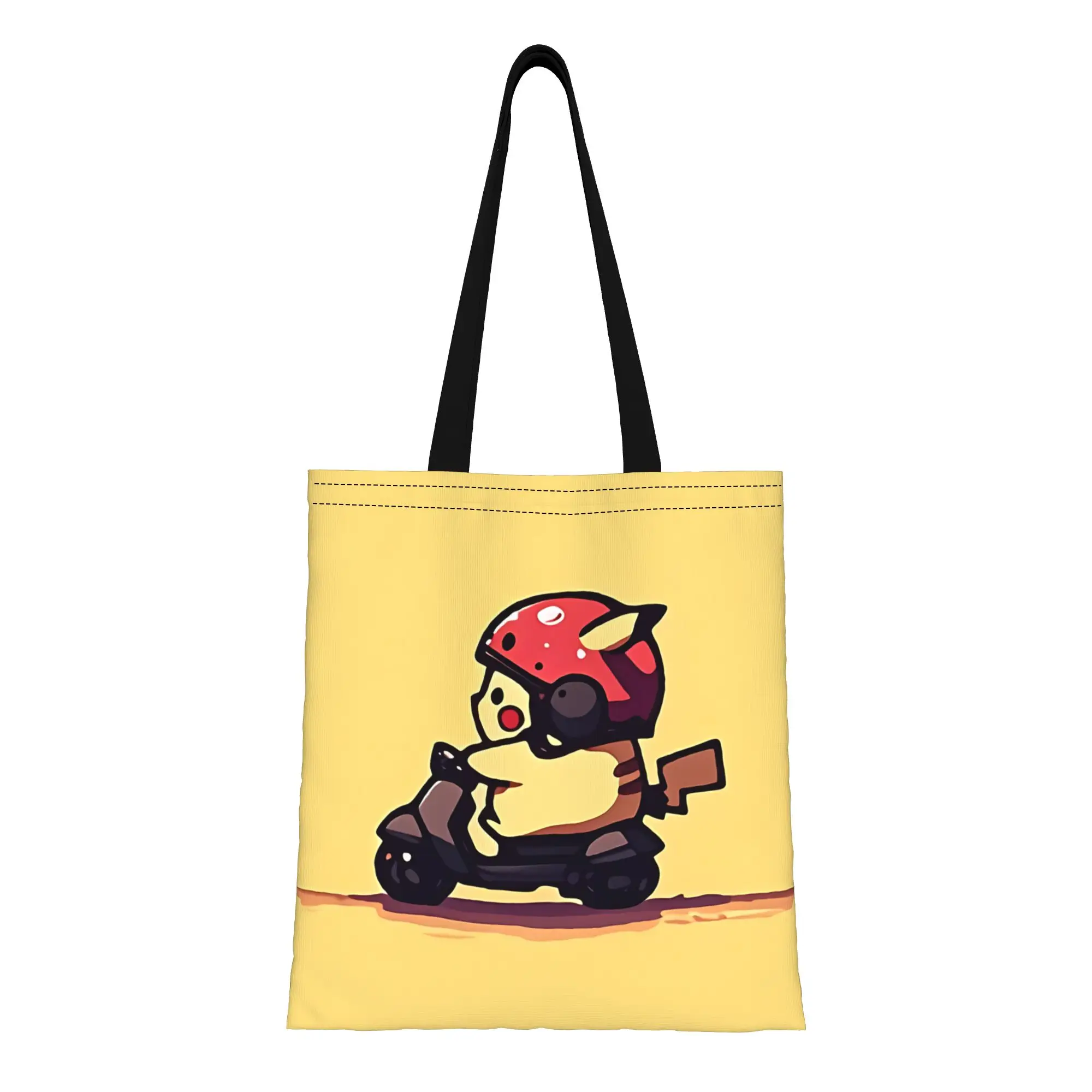 

1 шт. Забавная милая сумка-тоут из холщовой ткани с Пикачу, многоразовая, двусторонняя, на плечо, в стиле Funko