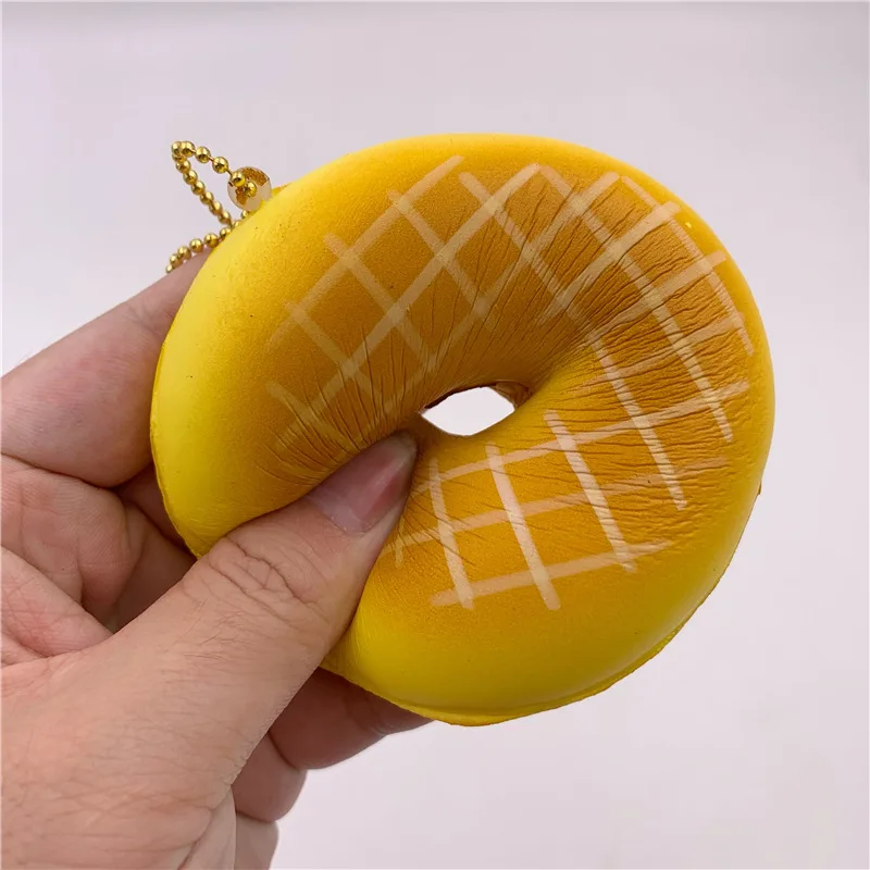 Cartoon Cute Simulated Delicious Doughnuts PU Slow Rebound Toys Creative Soft Pinch Music Fidget Toy Keychain Backpack Pendant