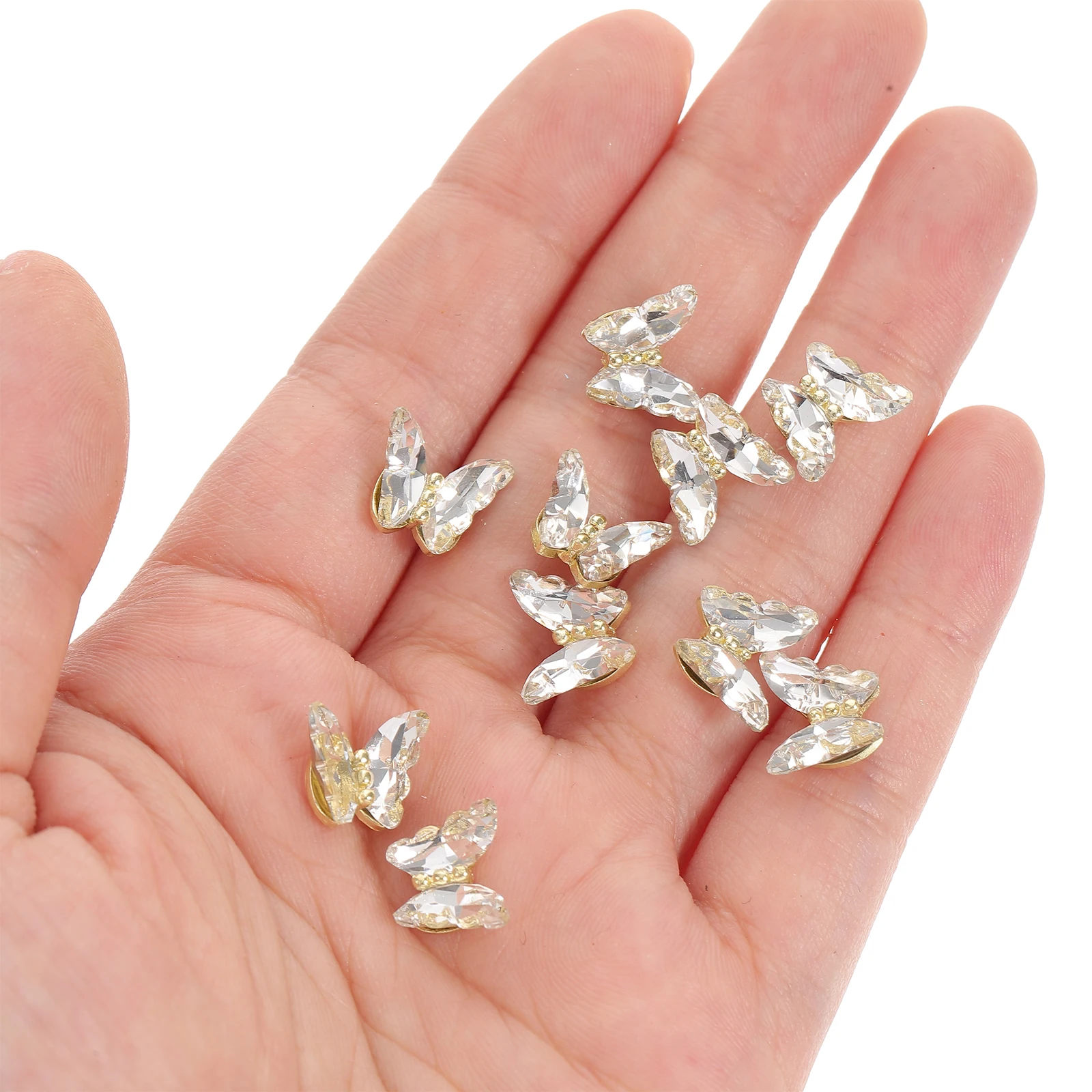 ชาร์มตกแต่งเล็บรูปผีเสื้อ 3 มิติ 20 ชิ้น ประดับกลิตเตอร์และเพชรเทียม สำหรับตกแต่งเล็บอย่างหรูหรา