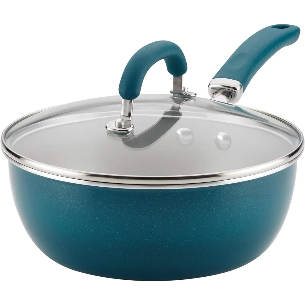 

Nonstick Saute Pan with All-Purpose Lid, 3-Quart Capacity, Teal Blue Finish