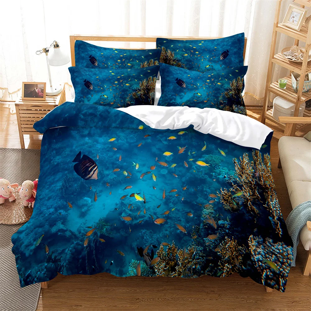 

The underwater world 3D Digital Bedding Sets Home Bedclothes Super King Cover Pillowcase Comforter Textiles Bedding Set