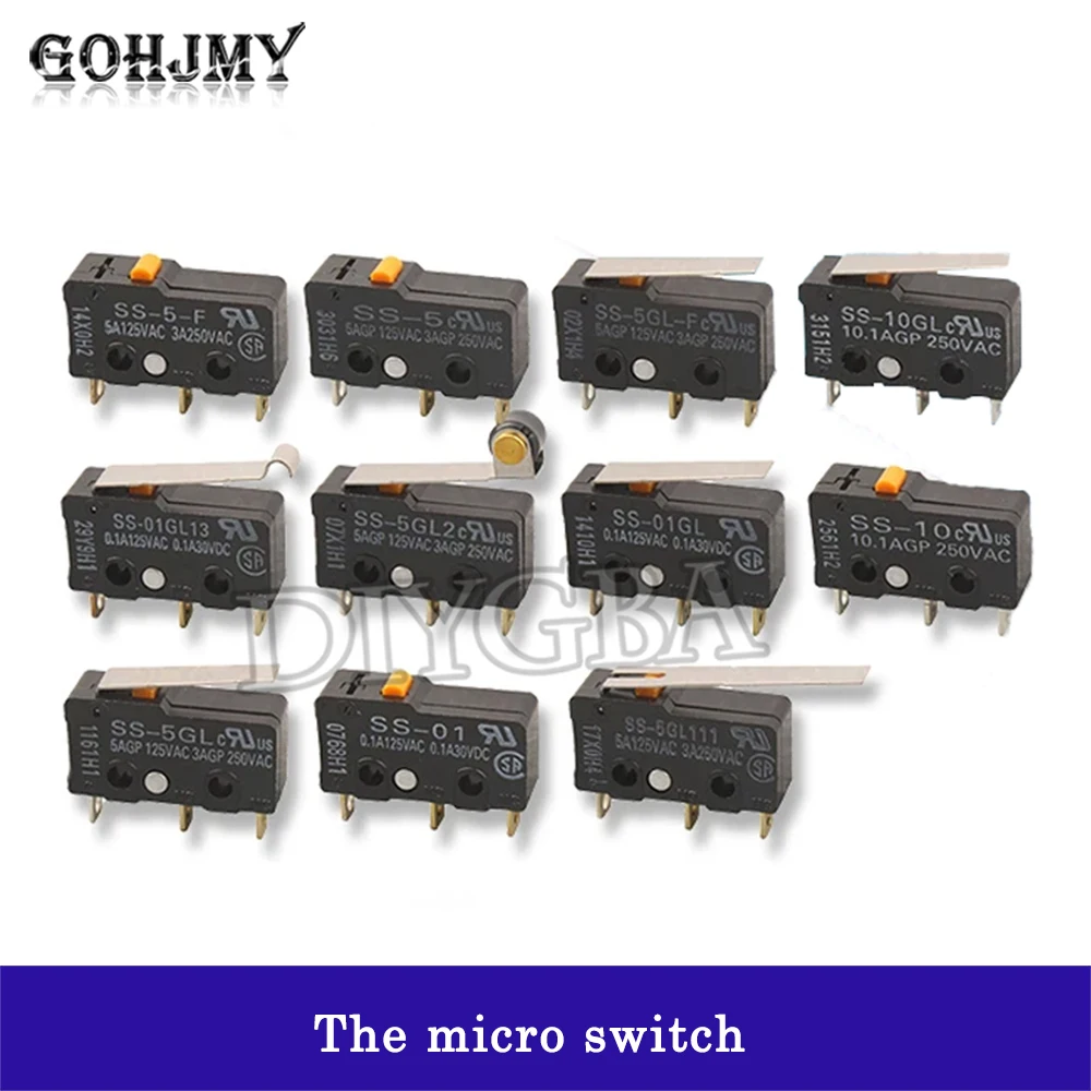 1PCS Limit Micro switch Three Straight Legs Mouse Side Key Momentary Micro Limit Switch SS-5 SS-5GL SS-5GL2 SS-5GL13