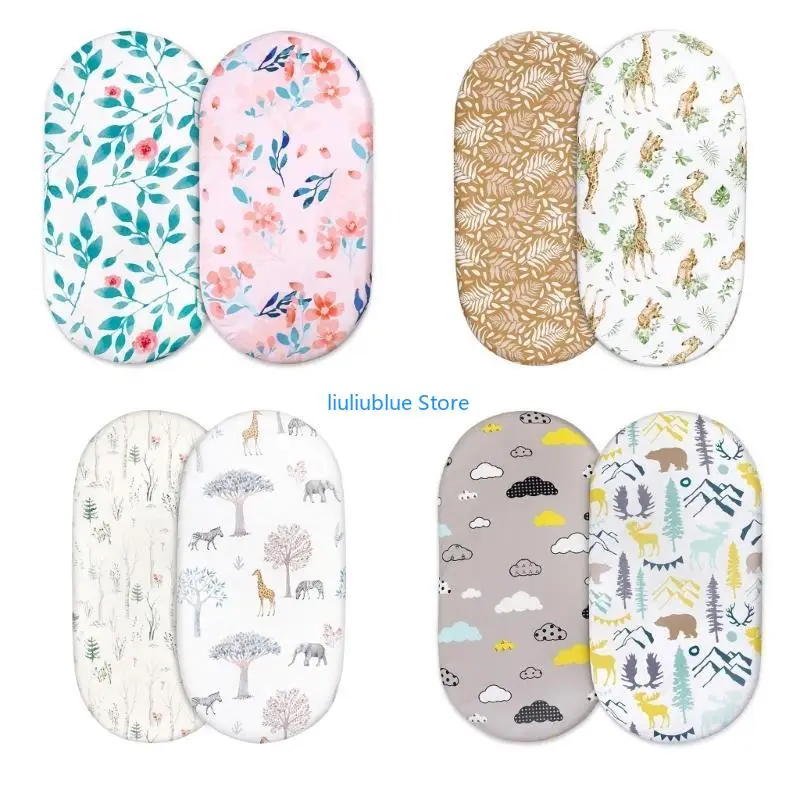 قطعتان من ملاءة سرير الأطفال المجهزة غطاء حصيرة تغيير الحفاضات وأكمام واقية قابلة للإزالة 62CF #4