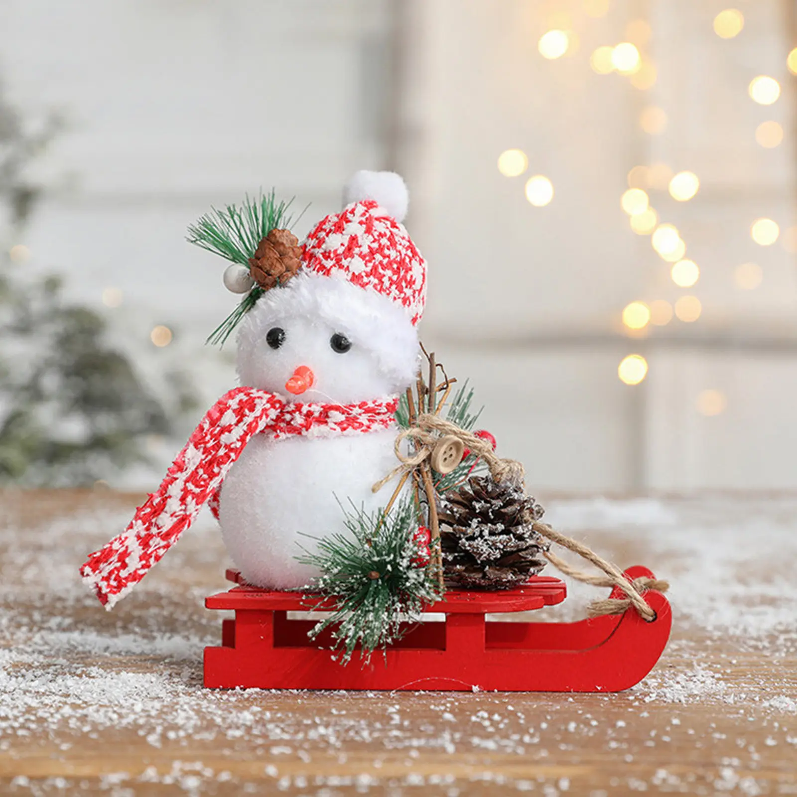 Christmas Snowman Ornament Mini Figurine for Home Party Desktop Tabletop Holiday Decoration Gift