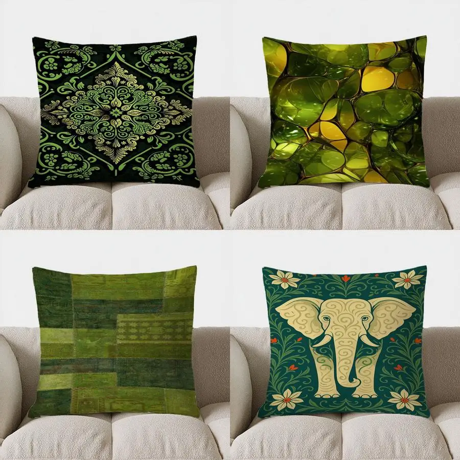 

Home Decor Elegant Green Floral Pattern Pillow Pattern Cushion Cover Suitable for Sofa Bedroom Car Pillow Cover
