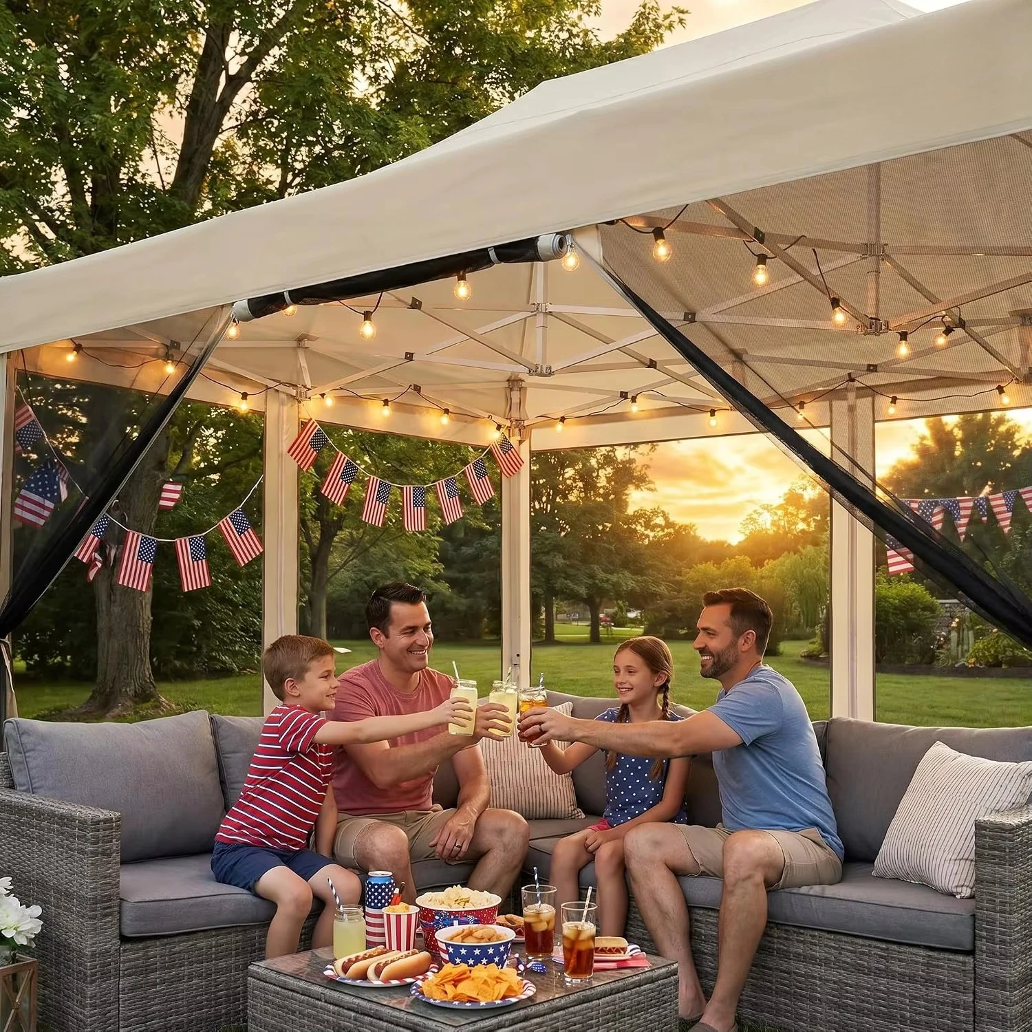10x15 Heavy Duty Pop Up Canopy Tent with Mosquito Netting Sidewalls | UPF 50+&Waterproof, Rust-Resistant Steel, Customized