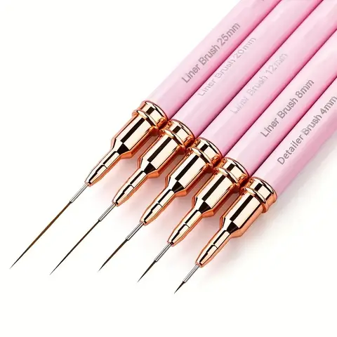 5 Pack of Fine Nail Brushes for Gel Nail Polish - For long nails, nail artists and beginners, gel nail polish painting