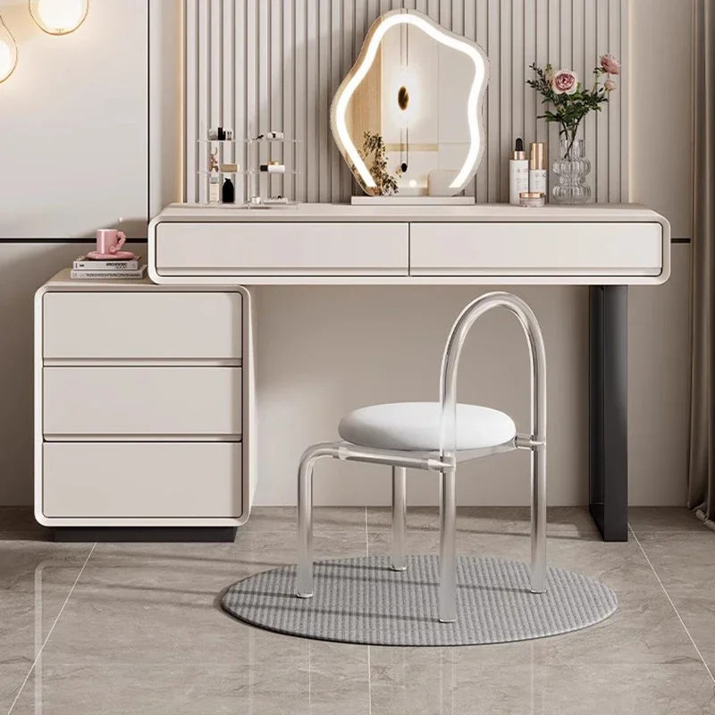 

Белый простой туалетный столик, органайзер для макияжа, туалетный столик, прикроватная тумбочка, туалетный столик, табурет Coiffeuse De Chambre, домашний декор