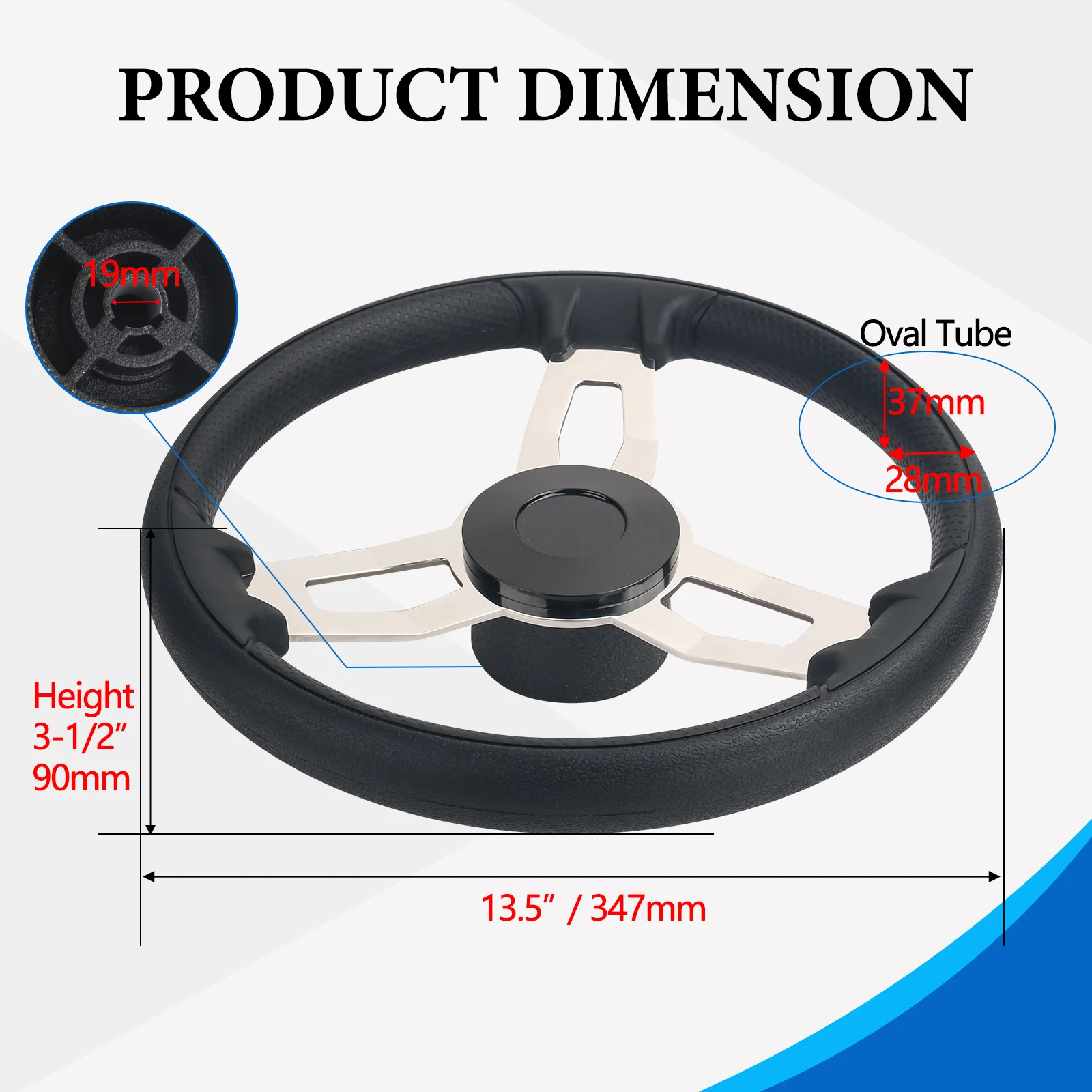 Accessori per barche Volante distruttore marino a 3 raggi in acciaio inossidabile da 13 pollici con schiuma nera
