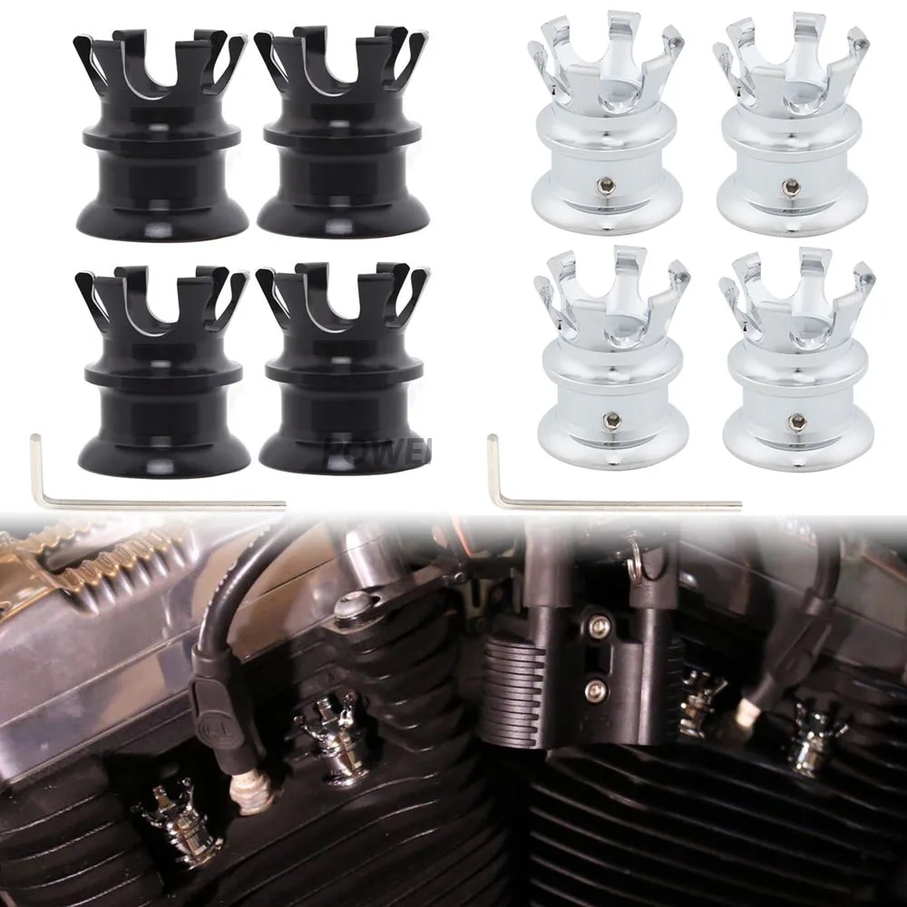 

Мотоциклетная 4 шт., свеча зажигания, коронка, гайка, головка болта, крышка двигателя, верхняя крышка для Harley Softail Dyna Sportster XL883, алюминий