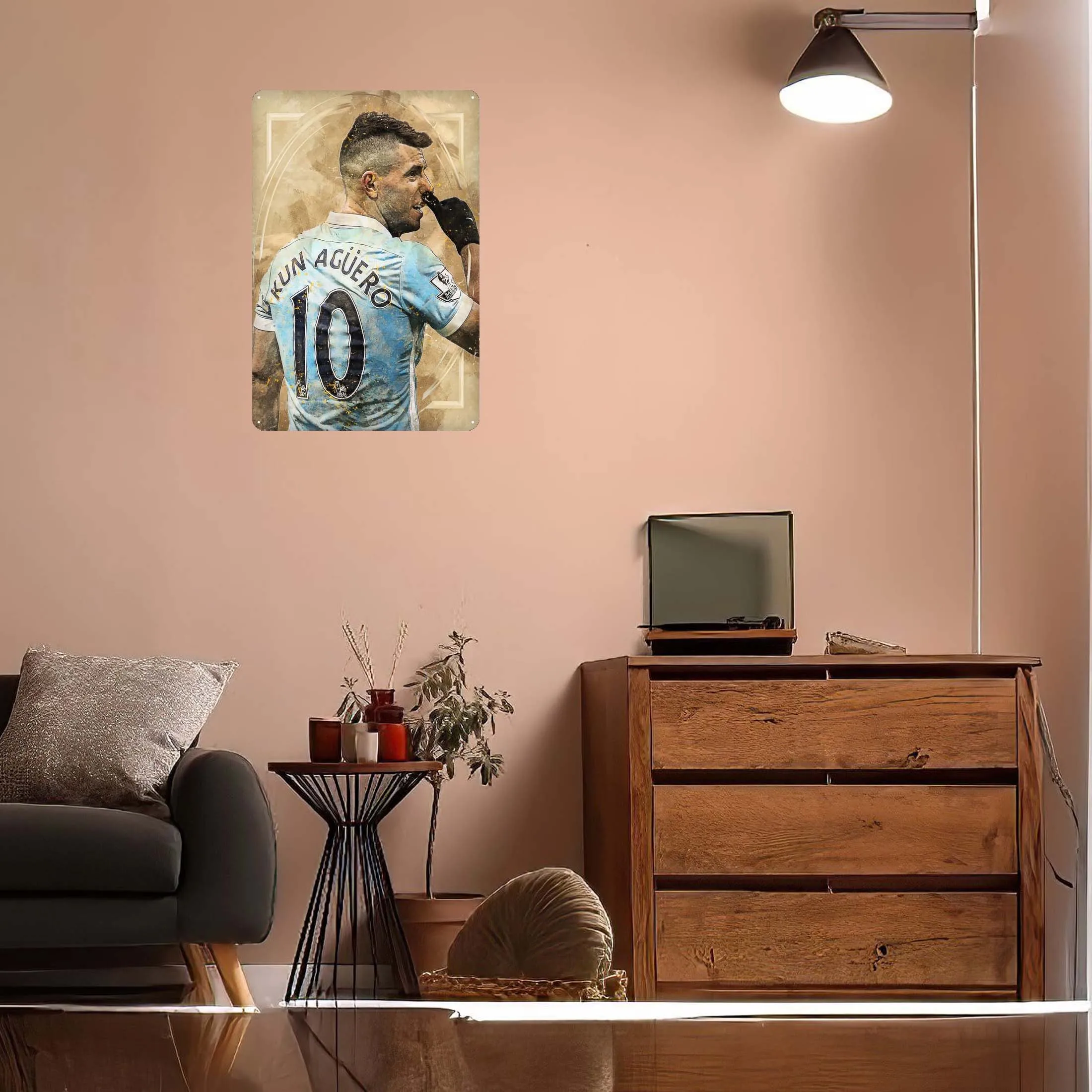 Sergio Kun Aguero Metal Sign Sports Poster Bedroom Decoration Tinplate Sign Plaque for Wall Art Decoration Room Decor Men Retro