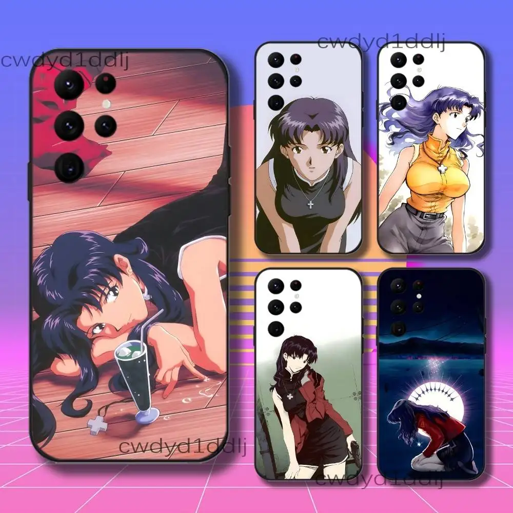 

M-Misato Katsuragi Anime Phone Case For Samsung S10,S21,FE,S21 ,S26,S25,S24,S23,Ultra,S9,S22,Plus Black Shell Cover