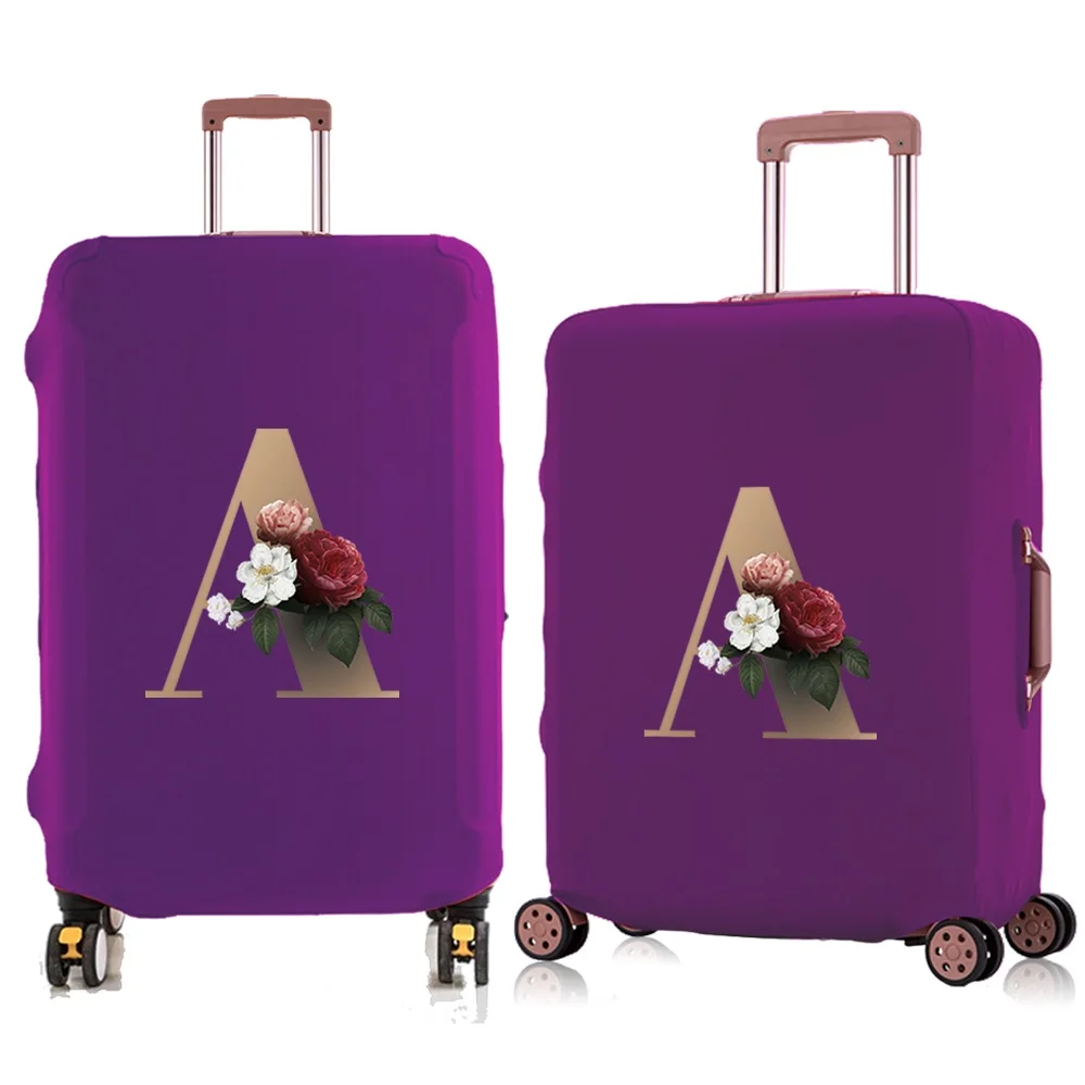 Housse de valise de voyage avec motif de lettres dorées, étui de protection pliable et élastique pour bagages de 18 à 28 pouces, accessoires de voyage