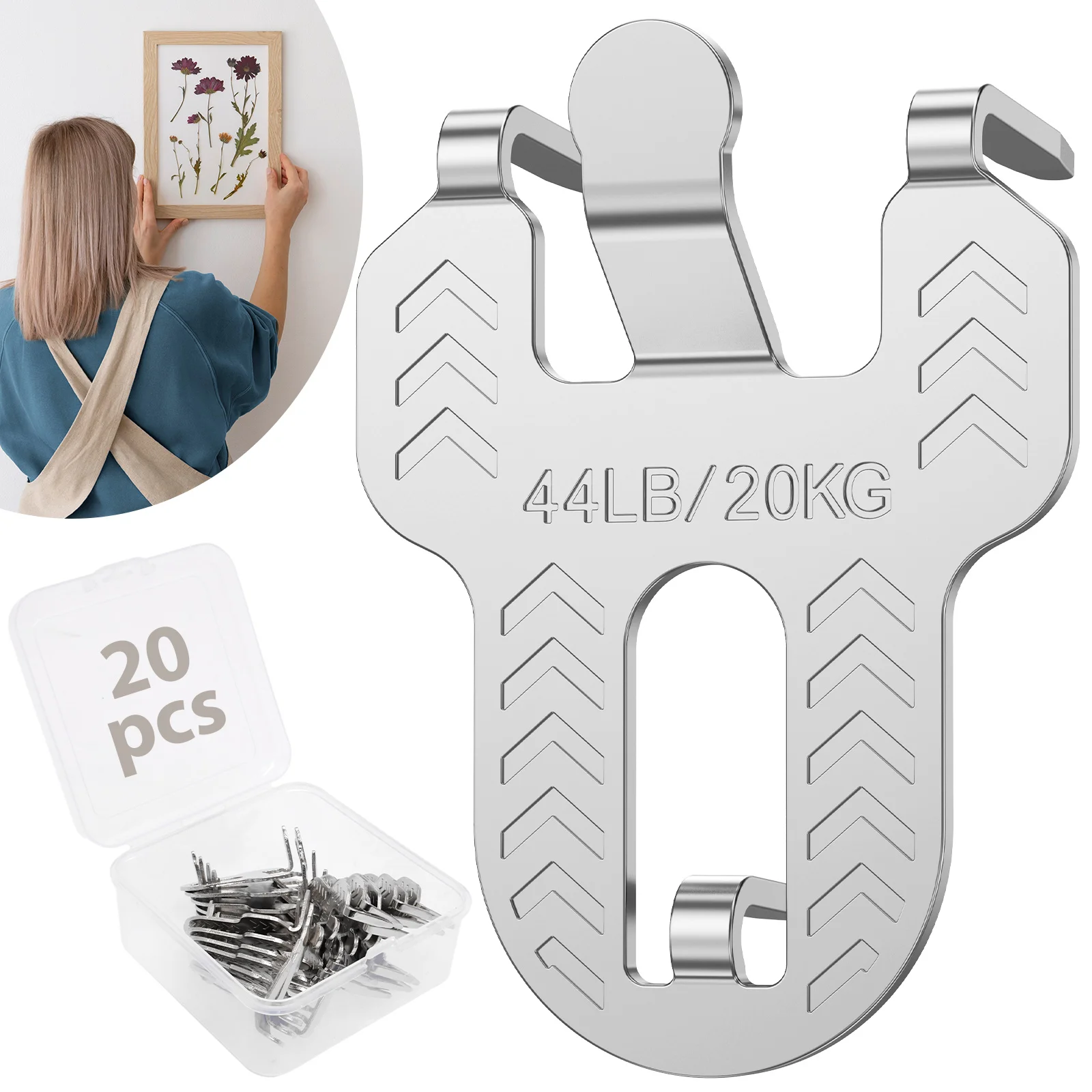 20 Pcs Claw Picture Hangers for Drywall No Damage Wall Hooks for Picture Frames Art Posters Photos Paintings & Mirrors