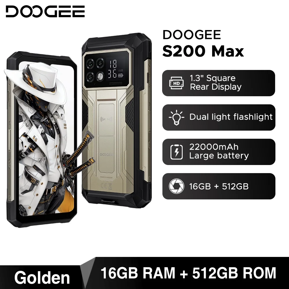 Global Version DOOGEE S200 Max Rugged Phone 16GB 512GB 22000mAh