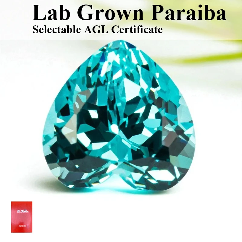مختبر نمت الياقوت Paraiba القلب قطع سحر Diy مواد صنع المجوهرات المتقدمة تحديد شهادة AGL #1