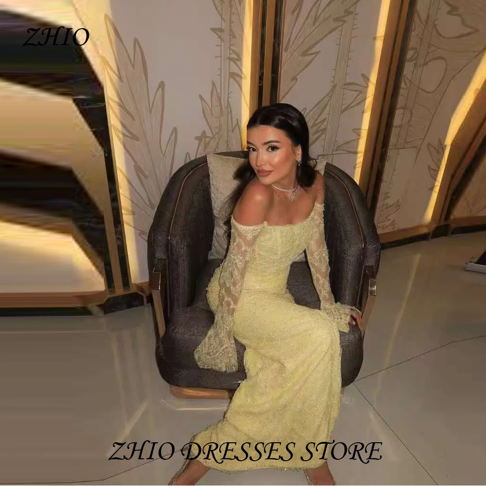 

ZHIO Large Size Mermaid Straptop Dubai Floor Cocktail Ball Lace Dress Saudi Arabian Women's Ball Dress Customized