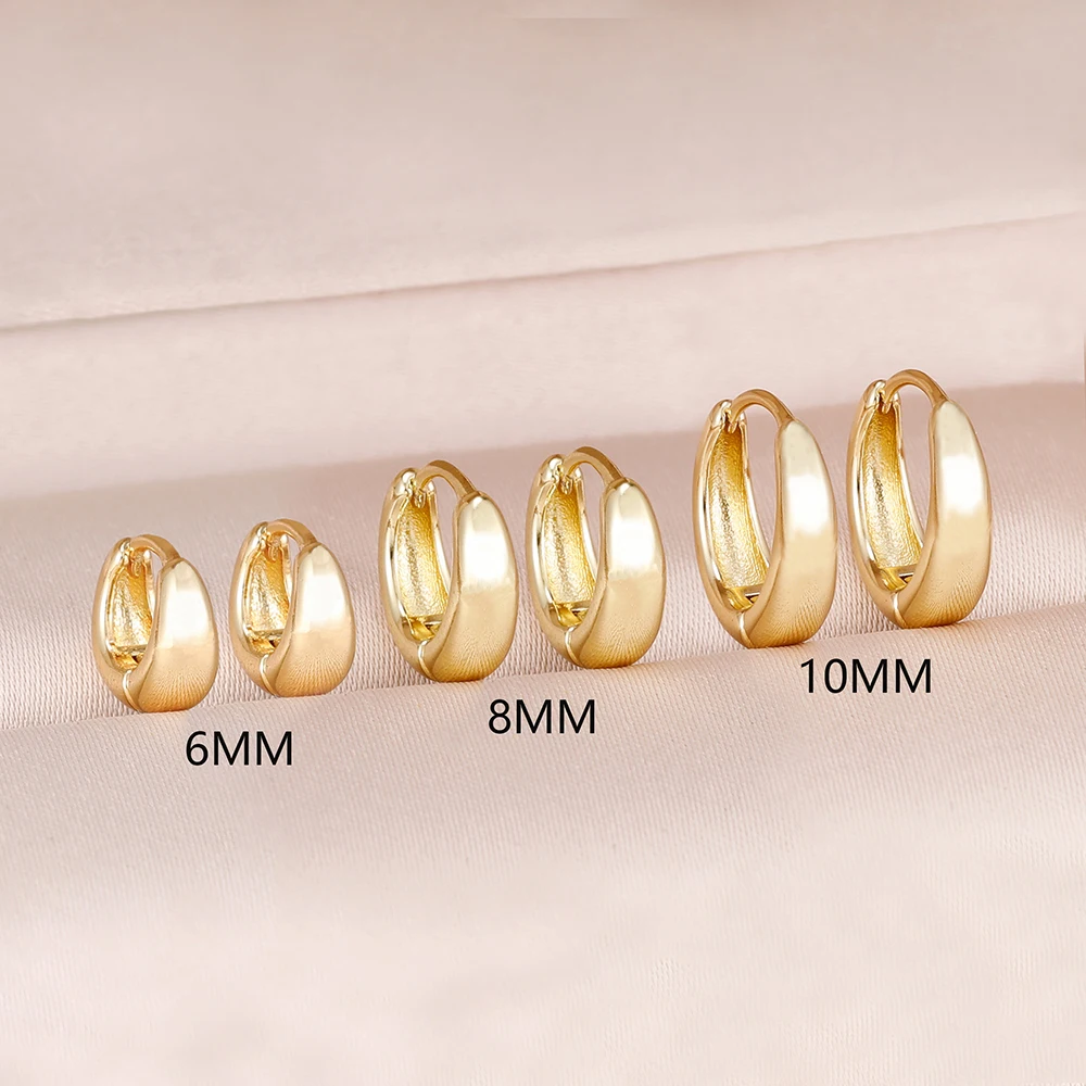A Pair 6/8/10MM 14K Gold Plated Chunky Hoop Earrings for Women Huggie Earrings Cartilage Mulpitle Piercing Stack Jewelry