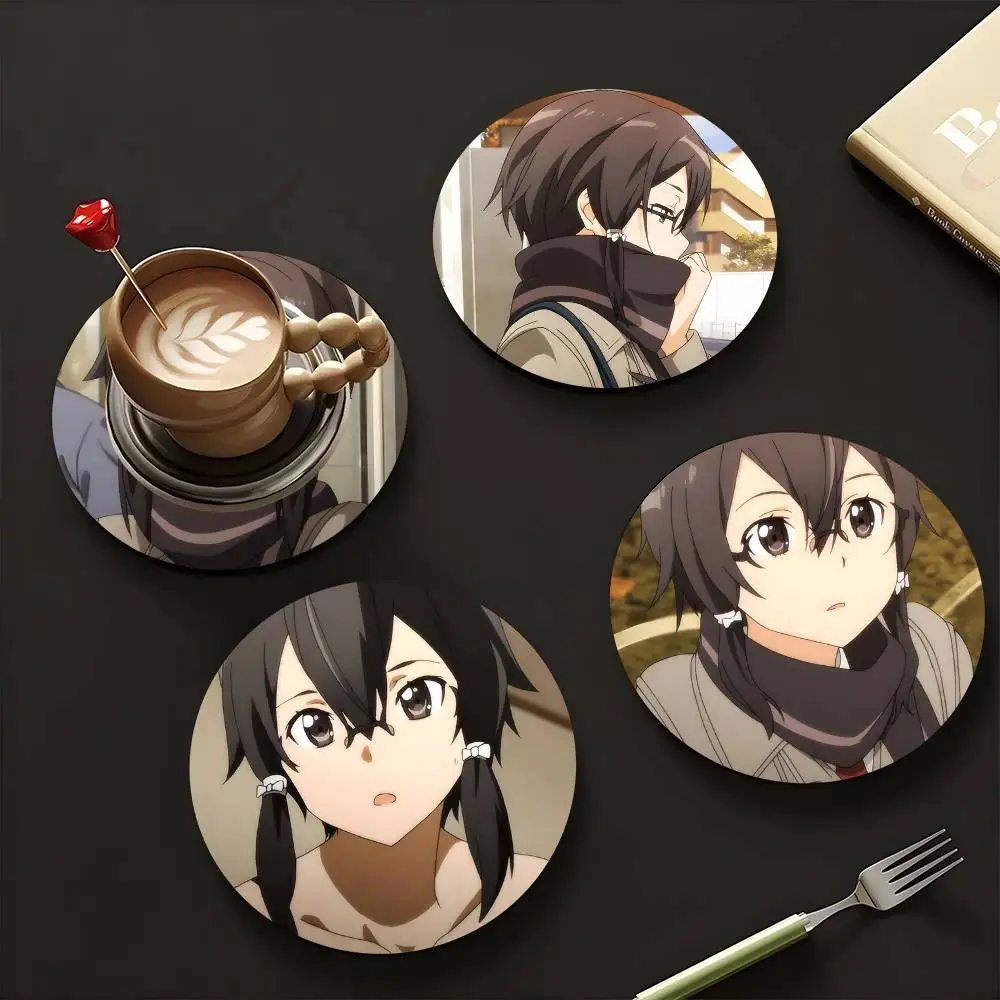 1pc Shino Asada Anime characters Wooden Coaster Colour Printing Cup Mat Home Desk Decoration Gifts