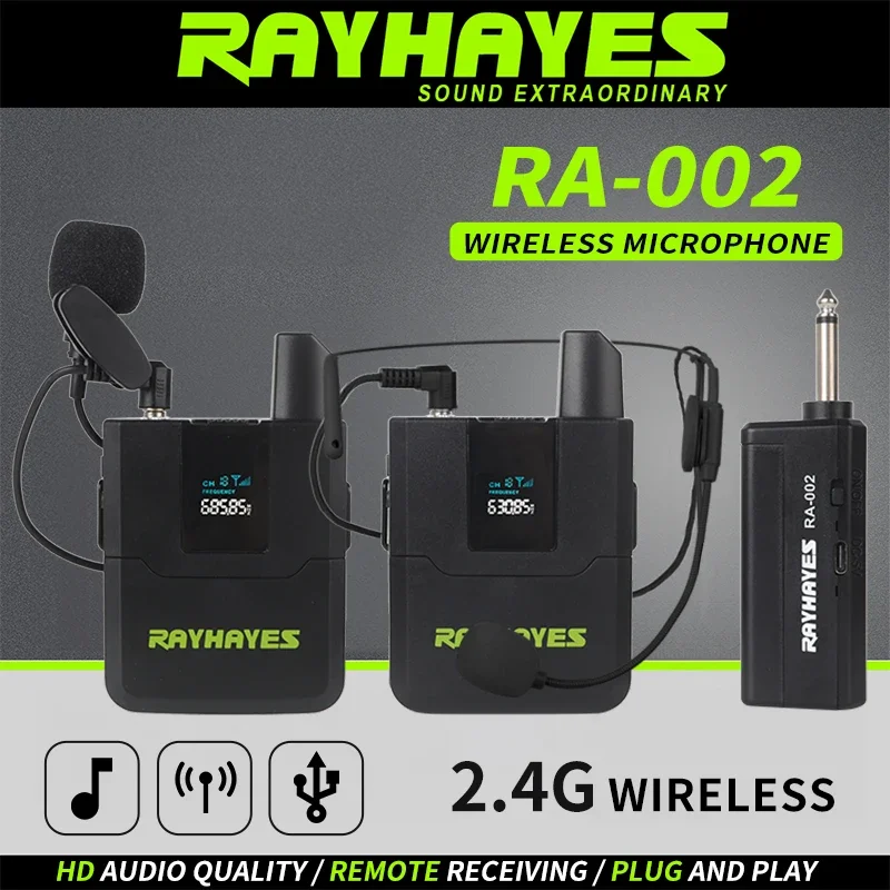 

RAYHAYES RA-002 Portable Headset/Laptop Wireless Microphone High-Definition Audio Quality 50-Meter Reception Distance