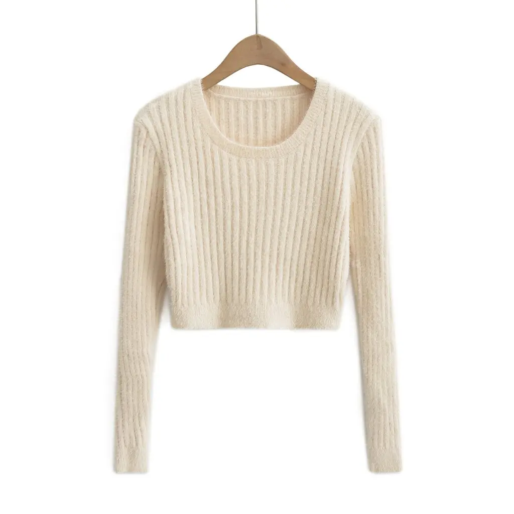 

Women's round Neck Sweater European American Style Slimming Pullover Short Cardigan for Autumn Winter Hot Girl Fashion