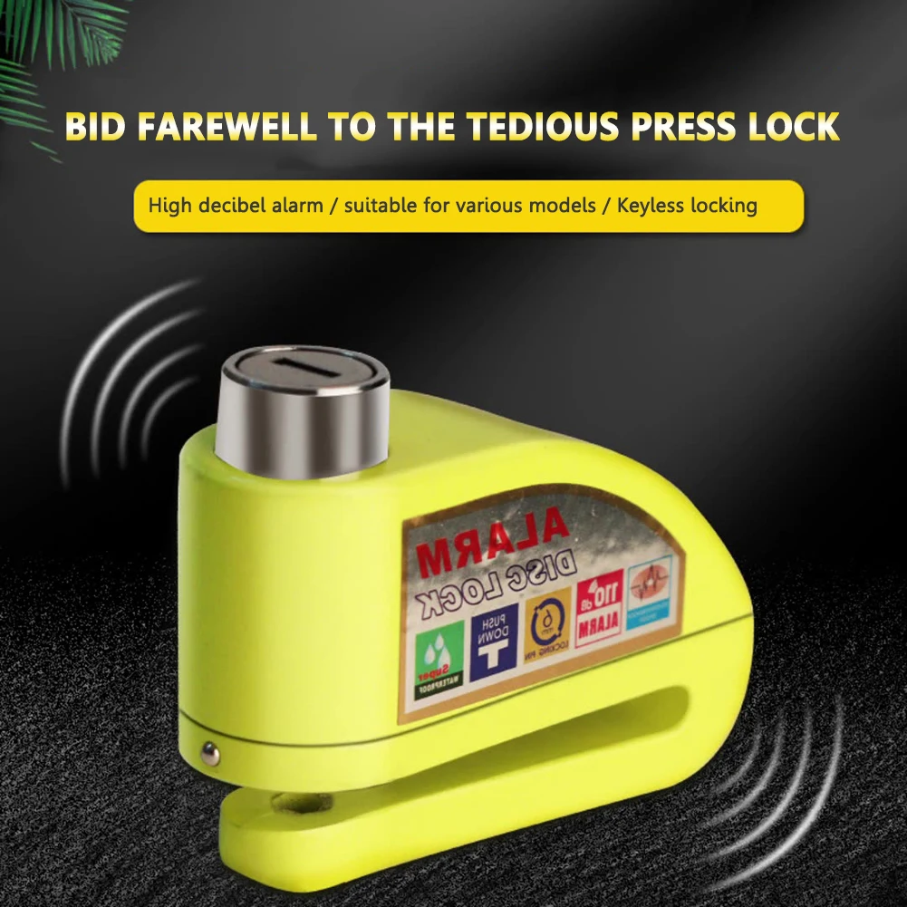 

110dB Security Anti-theft Lock Motorcycle Alarm Disc Brake Lock Security Moto Wheel Disk Padlock Waterproof