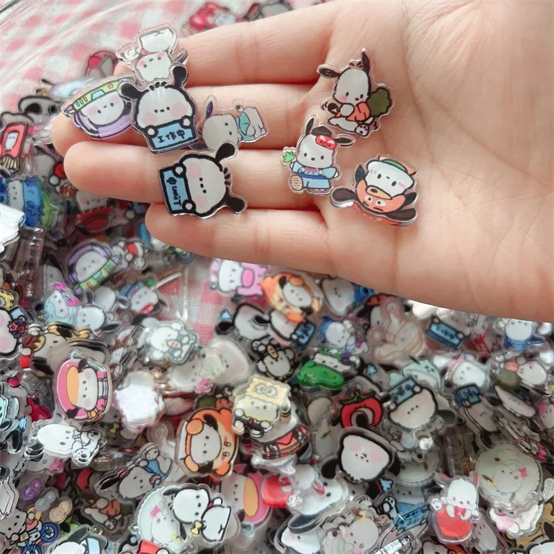 50pcs (Random) 2cm Cute Mini Hand-Painted Pacha Dog Small Pieces Acrylic Cartoon Handmade Patch DIY Consumables