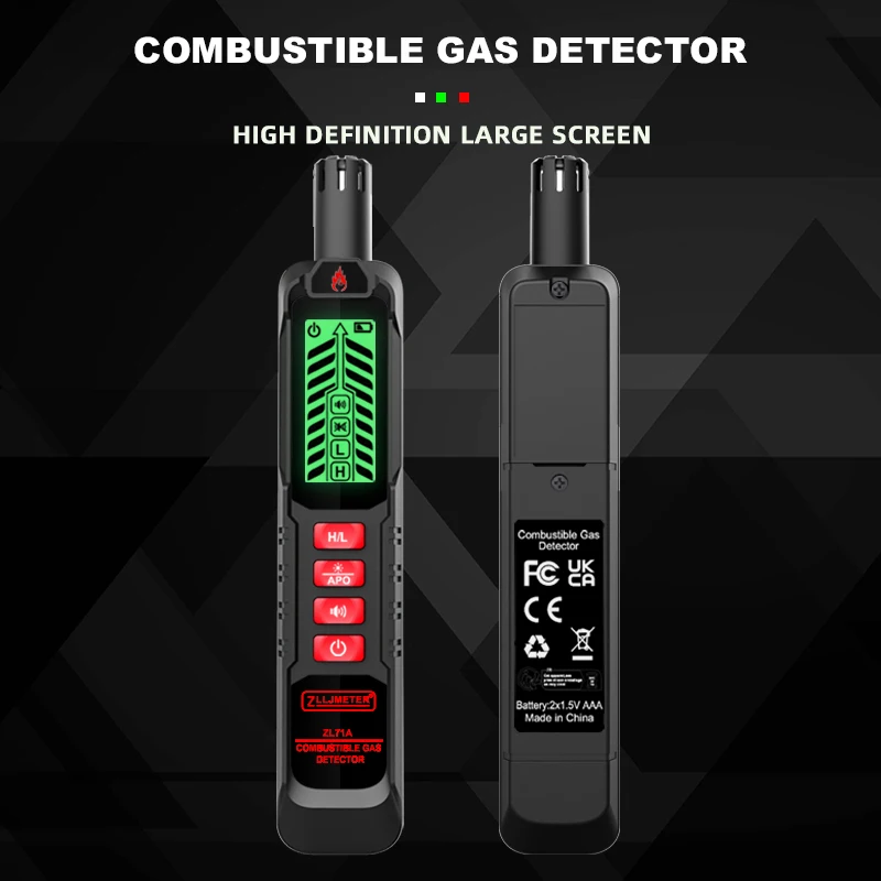 LCD Display Portable Gas Leak Detector Combustible Natural Co2 Flammable Alcohol LPG Methane Analyzer With Sound and Light Alarm