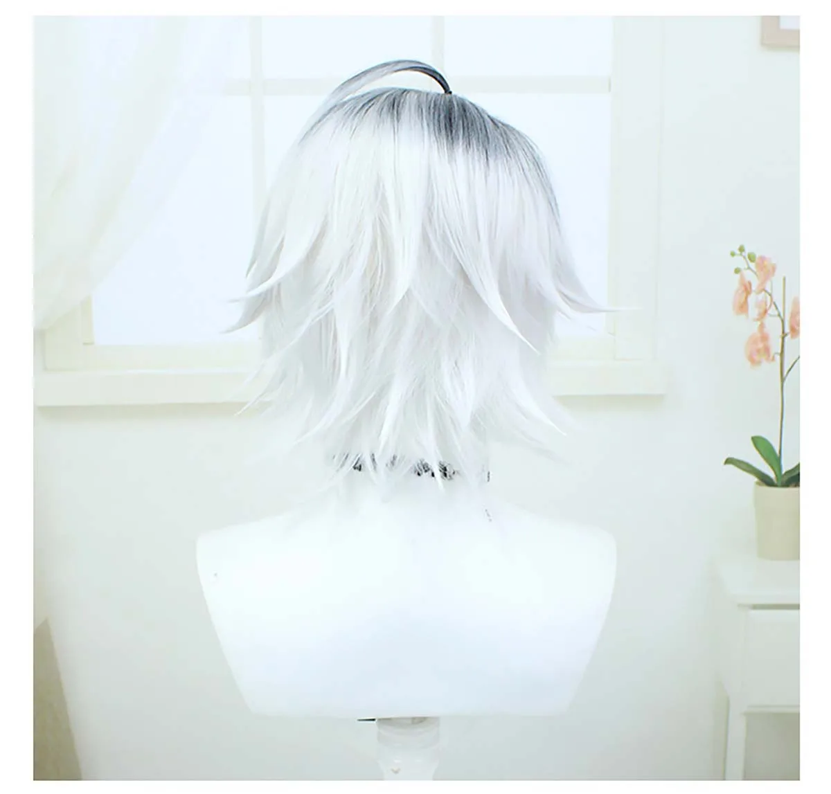 identity V emil cosplay Gray gradient white Short hair Wig For Men