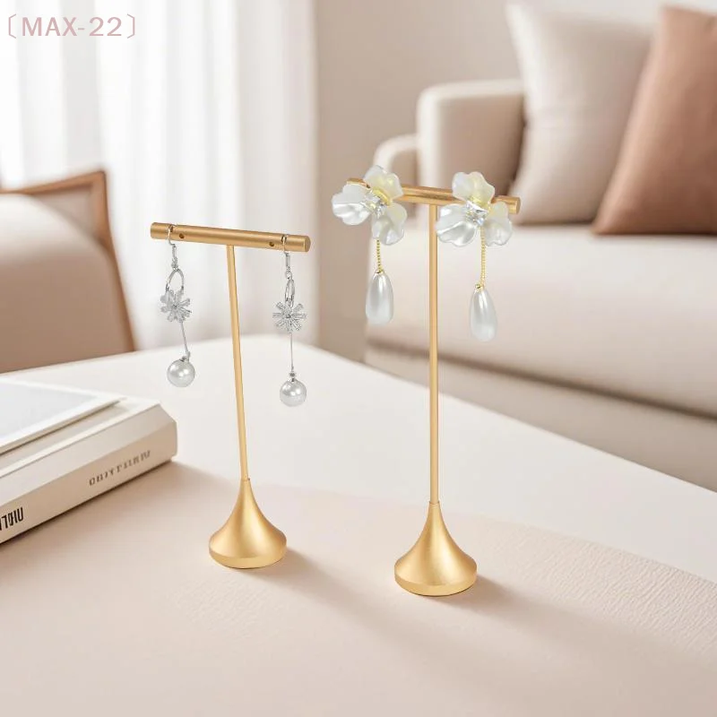 MAX-22Aluminum Alloy T Shape Earring Display Stand Detachable Jewelry Ring Organizer Moisture Proof Space Saving