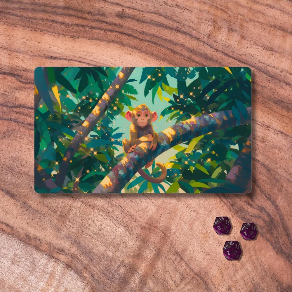 TCG Playmat, Cute Monkey Themed TCG Playmat, Unofficial MTG Playmat, Trading Card Game Accessories, Adorable Gifts for Gamers