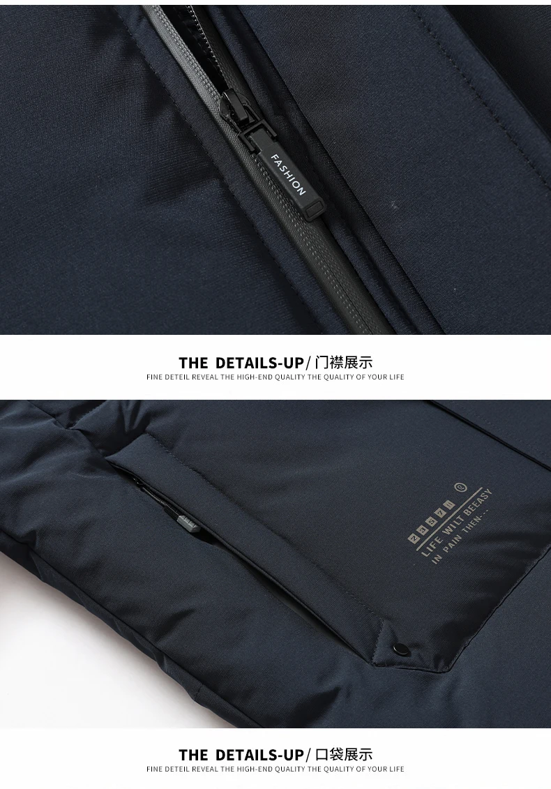 سترات رجال الأعمال بقلنسوة سترات عصرية بقلنسوة ملابس عمل غير رسمية سترة بقلنسوة قابلة للإزالة ومقاومة للبرد #6