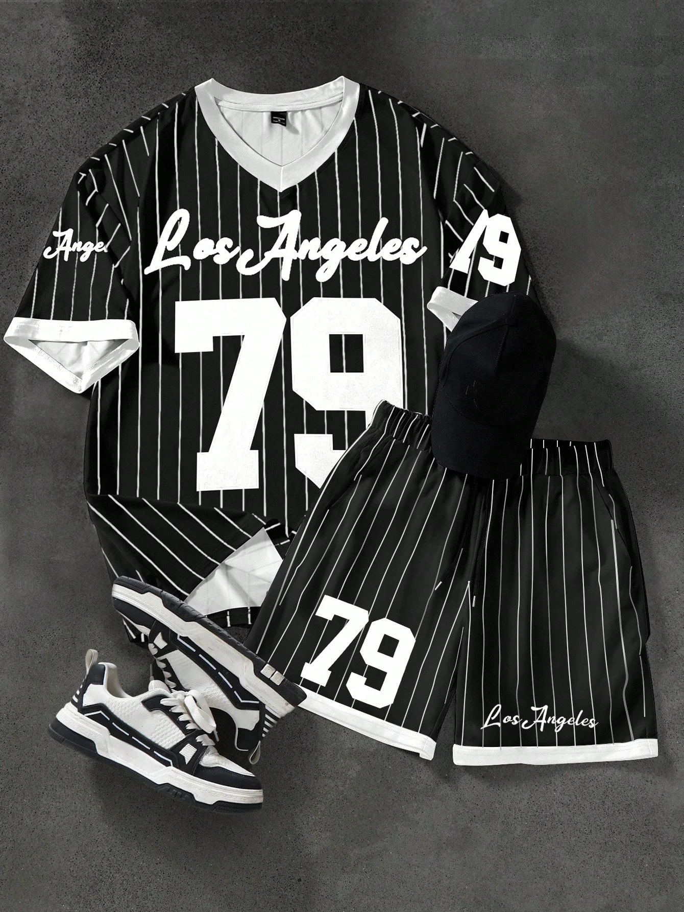 

Men Short Sleeved Shorts Set Los Angeles NO.79 Men Quick Drying Outdoor Trendy Sportswear Breathable Comfortable Clothing Adults