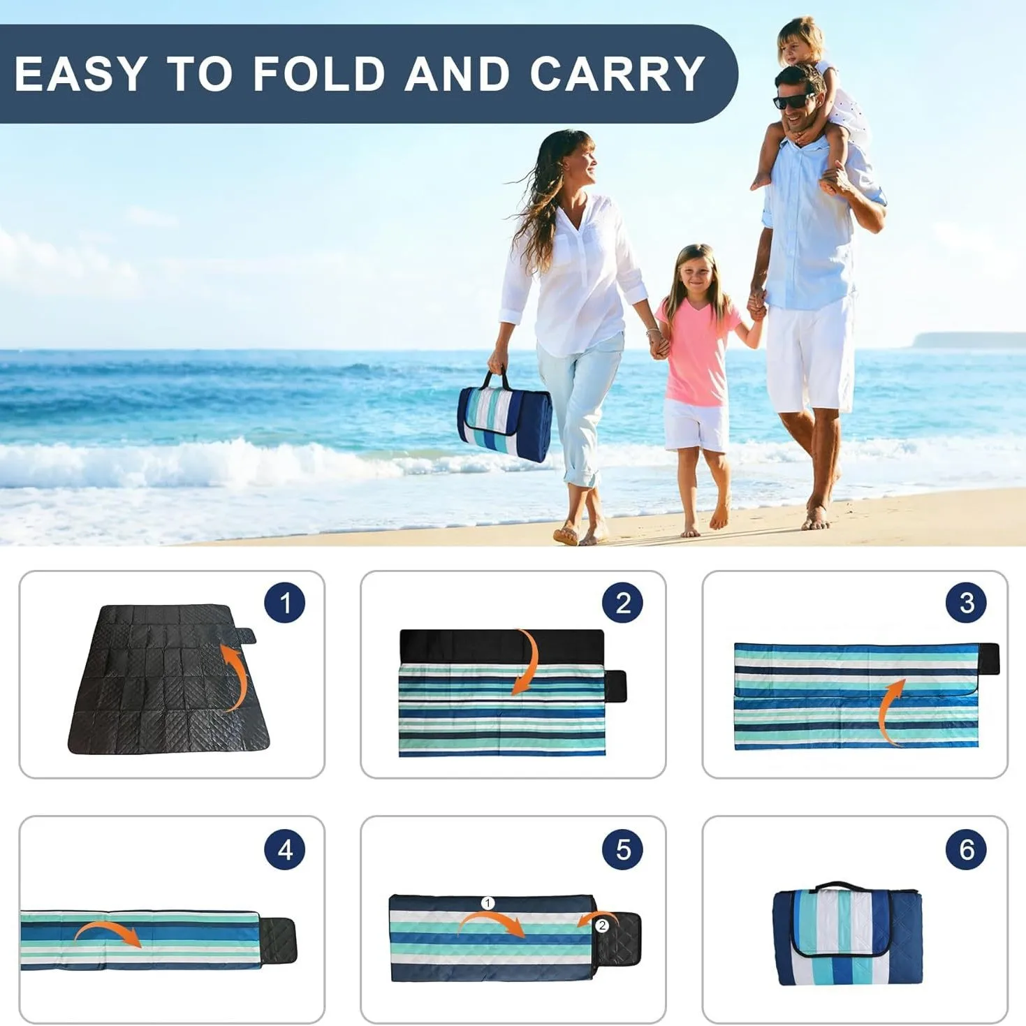 Foldable Picnic Mat for Outdoor Travel, Ultrasonic Craft Waterproof Pad, Polyester Pongee Moisture‑proof Mat for Park Camping
