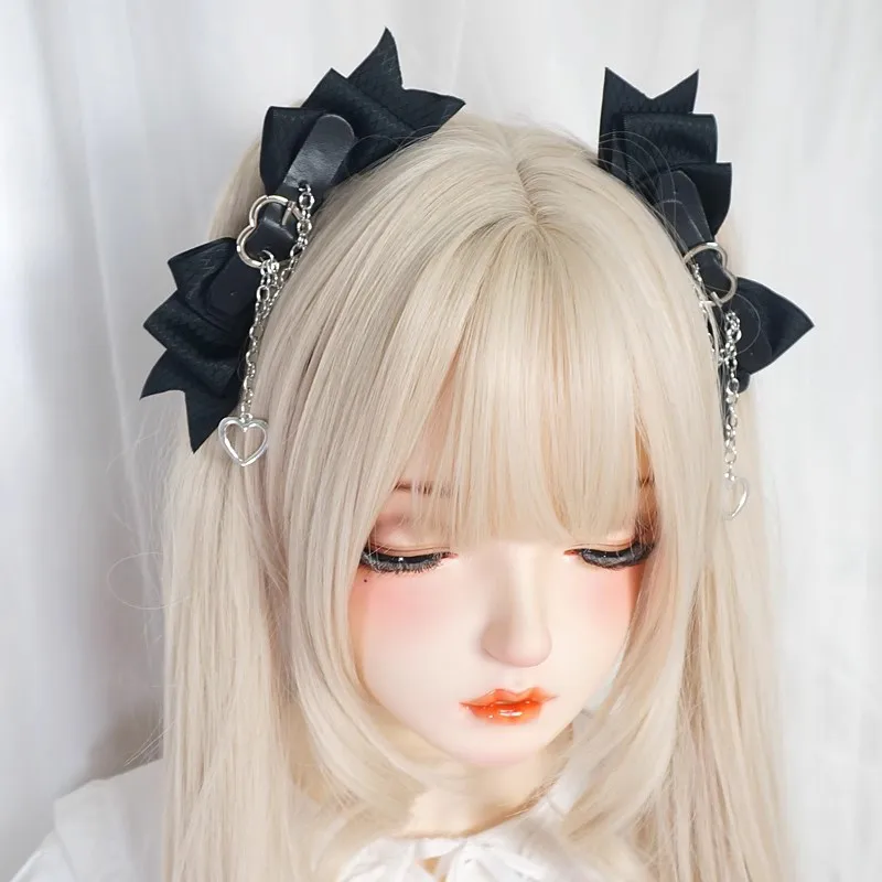 Anime Headwear Black Dark Sweet Girl Big Bow Punk Love JK Headwear Lolita Hair Ornament Lolita Accessories Hairpin Wholesale