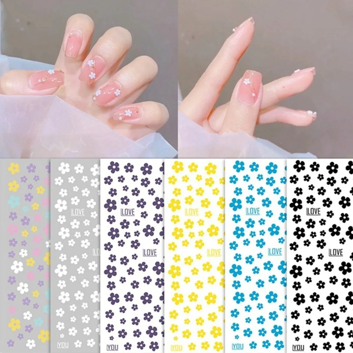 Strawberry Nail Art Sticker Honey Peach Fruit Series Small Fresh Colored Five Petal Flower Design Nail Decals