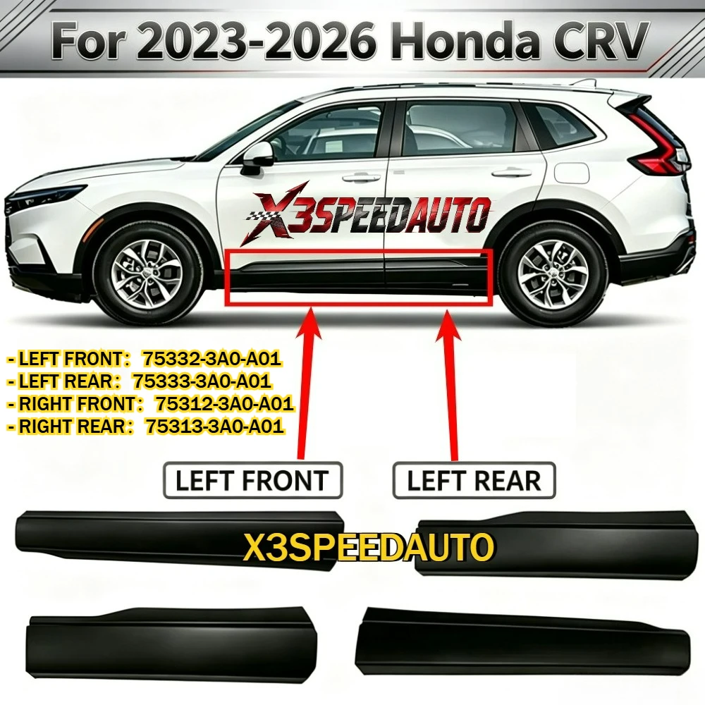 FIT For Honda 2023-2026 CRV CR-V Side Door Molding Plate Protector Side Skirt Guard Cover ABS Plastic Factory Replacement Parts