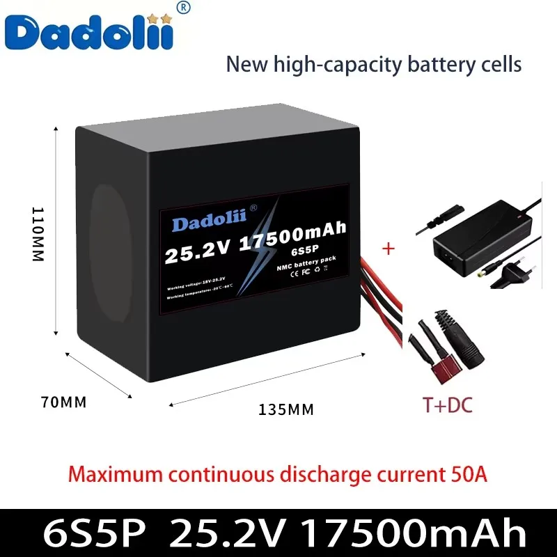 

25.2V18650 battery pack 6S5P17.5Ah ternary lithium battery pack, new battery cells with strong power and long lifespan