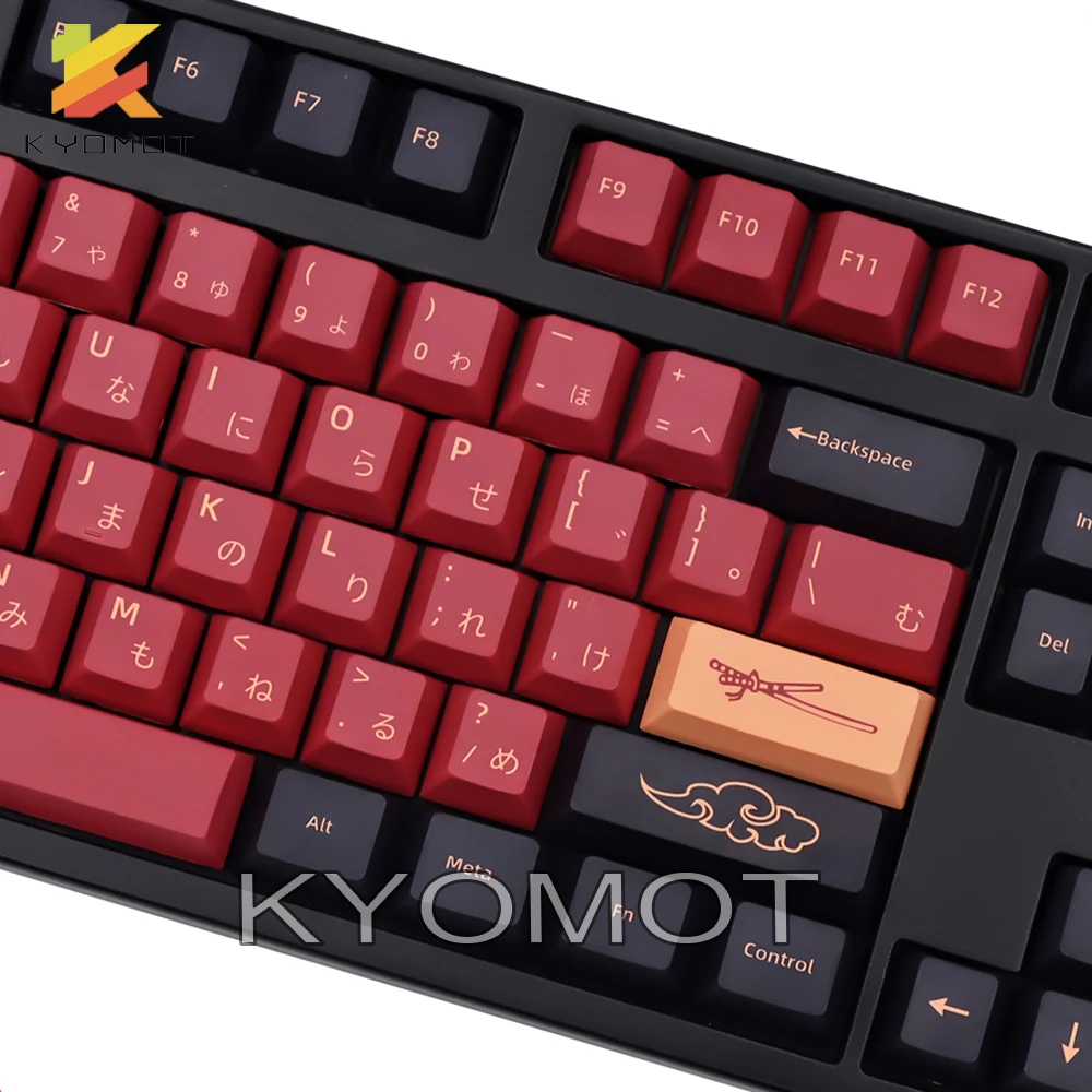 Imagem -02 - Kyomot Gmk Samurai Vermelho Cereja Perfil Keycaps Pbt Sub-tintura Coreano Keycap para mx Switch Faça Você Mesmo Layout Jogo Ducky Teclado Mecânico