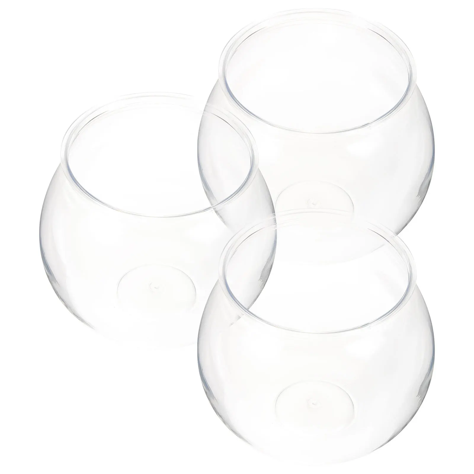3Pcs Plastic Fish Tank Desktop Globe Bowl Household Fish Living Tank Office Tabletop Decorative Container Tabletop Adornment