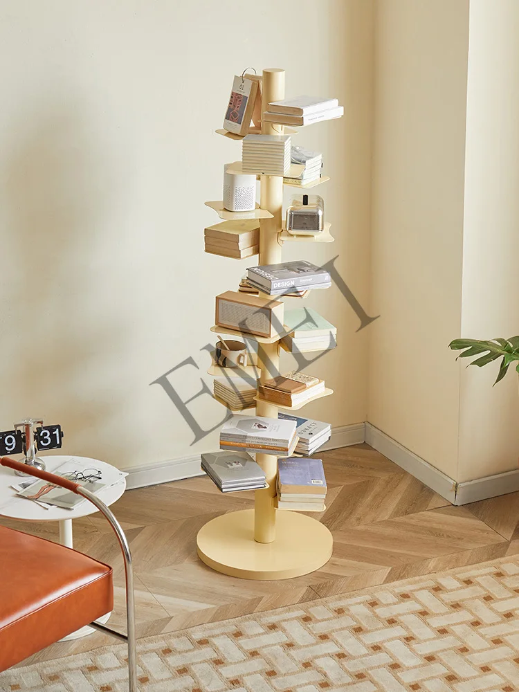 Rotating Bookshelf Internet Celebrity Floor Multi-Layer Iron Corner Invisible Reading High-Rise Storage Rack