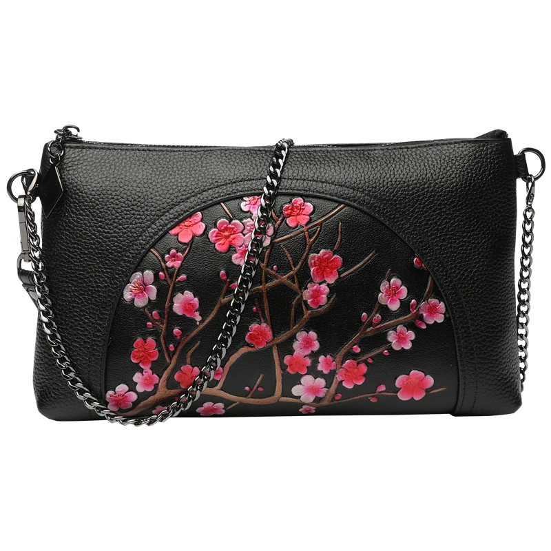 2026 New Women Clutch Bag Fashion Soft Genuine Leather Handbag Casual Chain Shoulder Mobile Phone Bag Ladies Crossbody Bag  New