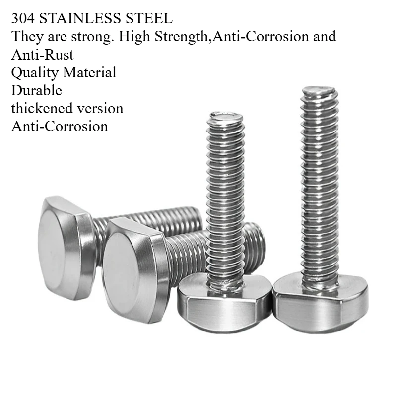 1/10PCS 304 SS A2-70 T Bolt Square Head T-slot Bolt GB37 Hammer Head Screw M5 M6 M8 M10 M12 Metric Fastener for T Slot Track