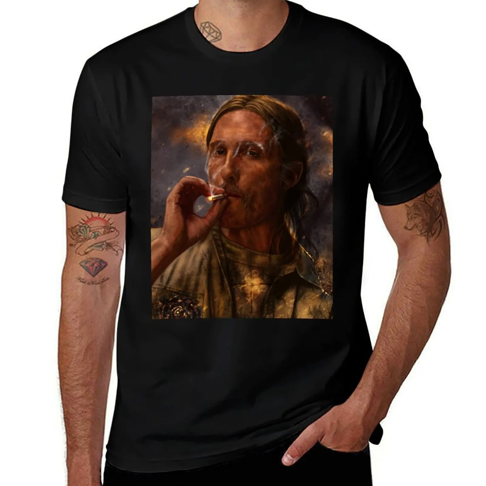 True Detective - Rust Cohle 2014 T-Shirt Work Basic Short Sleeve Top