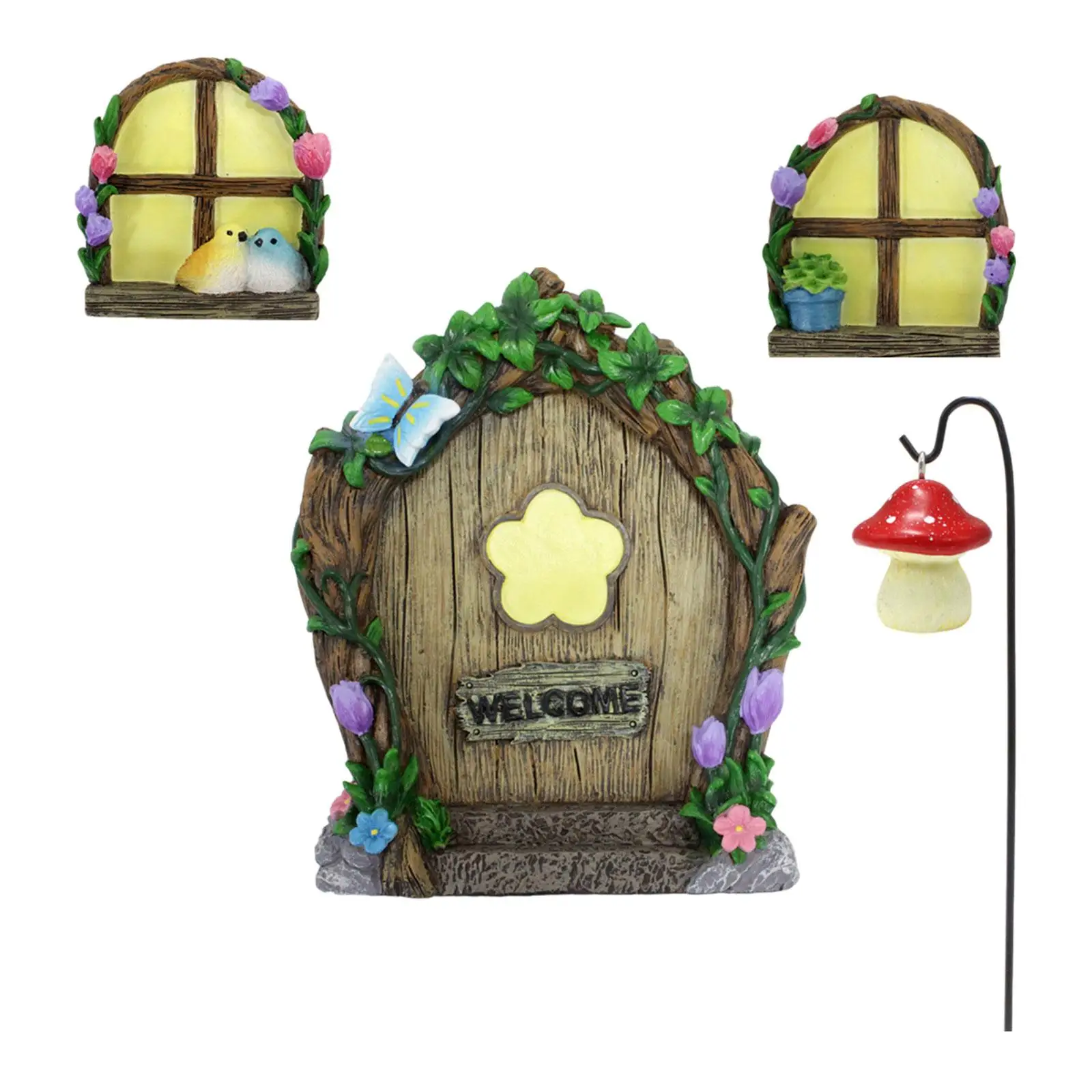 Fairy Door and for Trees Yard Art Lawn Ornament Resin Creative Mini Home