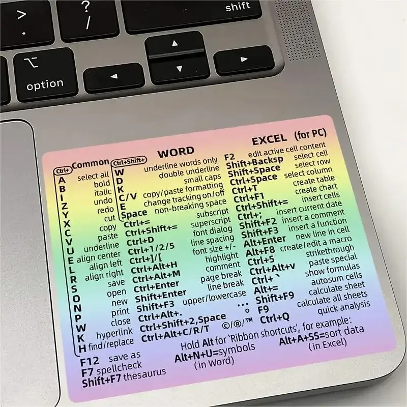 2Pcs Creative Windows Office Software Keyboard Shortcut Keys Tips English Stickers for Computers Laptops Office Worker Supplies