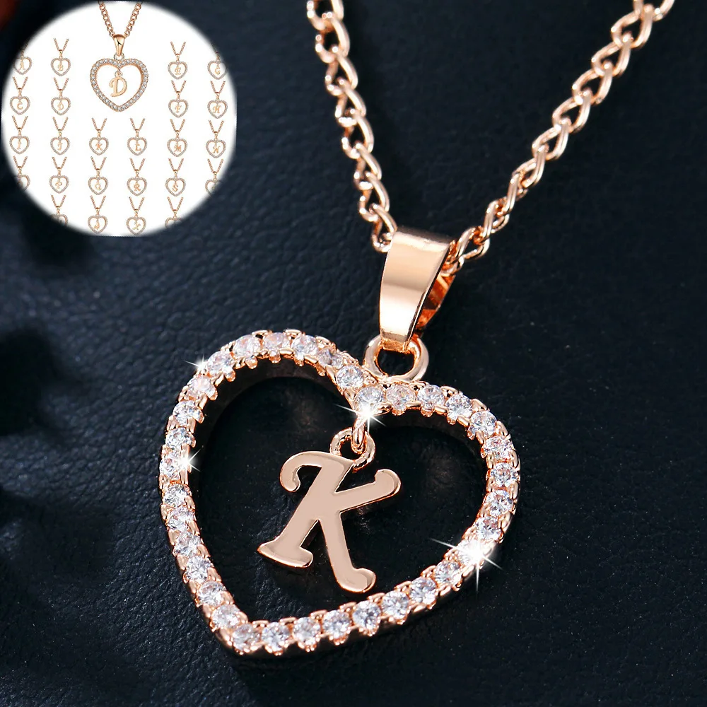Customizable Love Pendant Necklace with Zircon - Initial Jewelry 26 Letter Personalized Gift for Men And Women