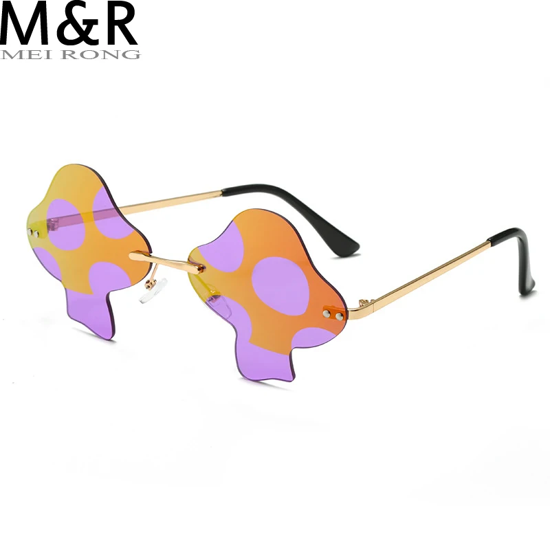 

Latest Mushroom Sunglasses Ladies Super Maria 2022 Retro Steam Mushroom Rimless Glasses Fashion Prom Party Eyewear Oculos De Sol