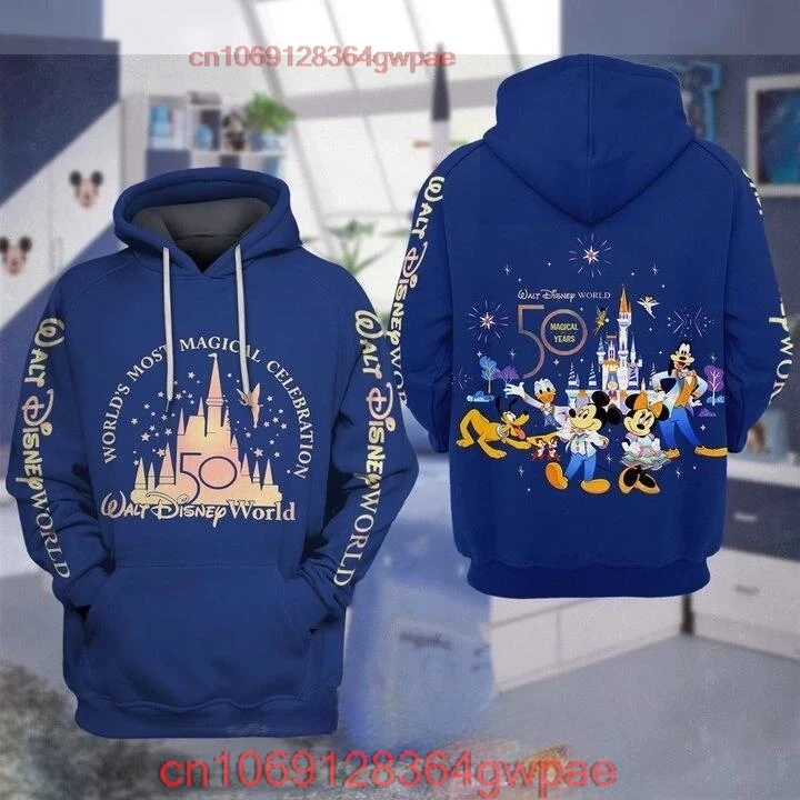 Sweat à capuche Disney 3D de dessins animés, meilleurs sweats à capuche WDW, dates du 50e ouvrier