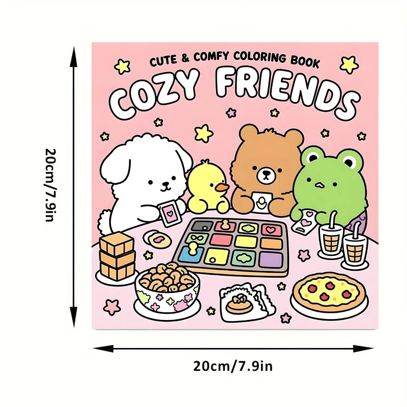 28 Pages Cozy Friends Coloring Book for Adult | Colouring Book for Stress Relief, Birthday Day Gift, Back to School Supplies